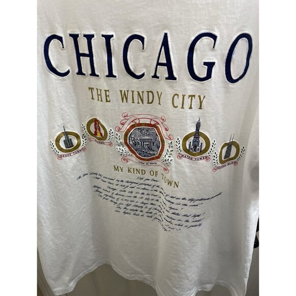 Vintage Chicago White T-Shirt Men Xl  Windy City Adult Hanes USA Made - Picture 4 of 6